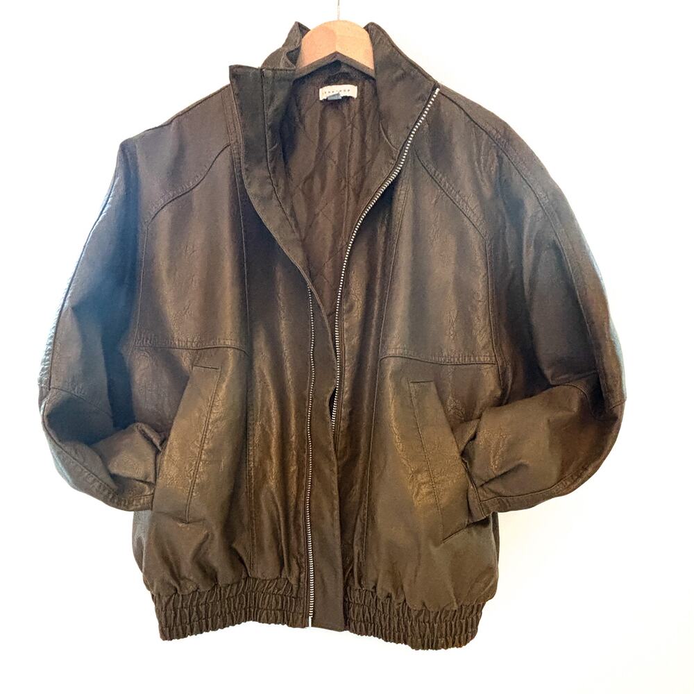 Top Shop , Women’s Vegan Leather Bomber Jacket, Size 4/6